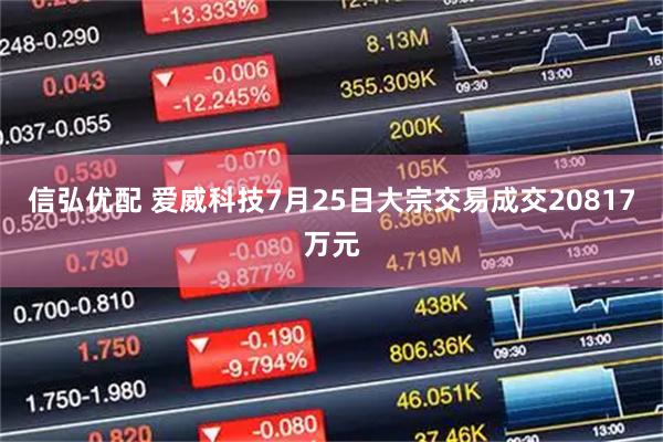 信弘优配 爱威科技7月25日大宗交易成交20817万元